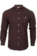 Xact Mens Grandad Collar Nehru Oxford Shirt 'Gustus' Long Sleeved - Slim Fit-Main Image