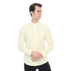 Xact Mens Grandad Collar Nehru Oxford Shirt 'Gustus' Long Sleeved - Slim Fit-Main Image