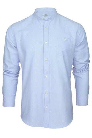 Xact Mens Grandad Collar Nehru Oxford Shirt 'Gustus' Long Sleeved - Slim Fit-Main Image