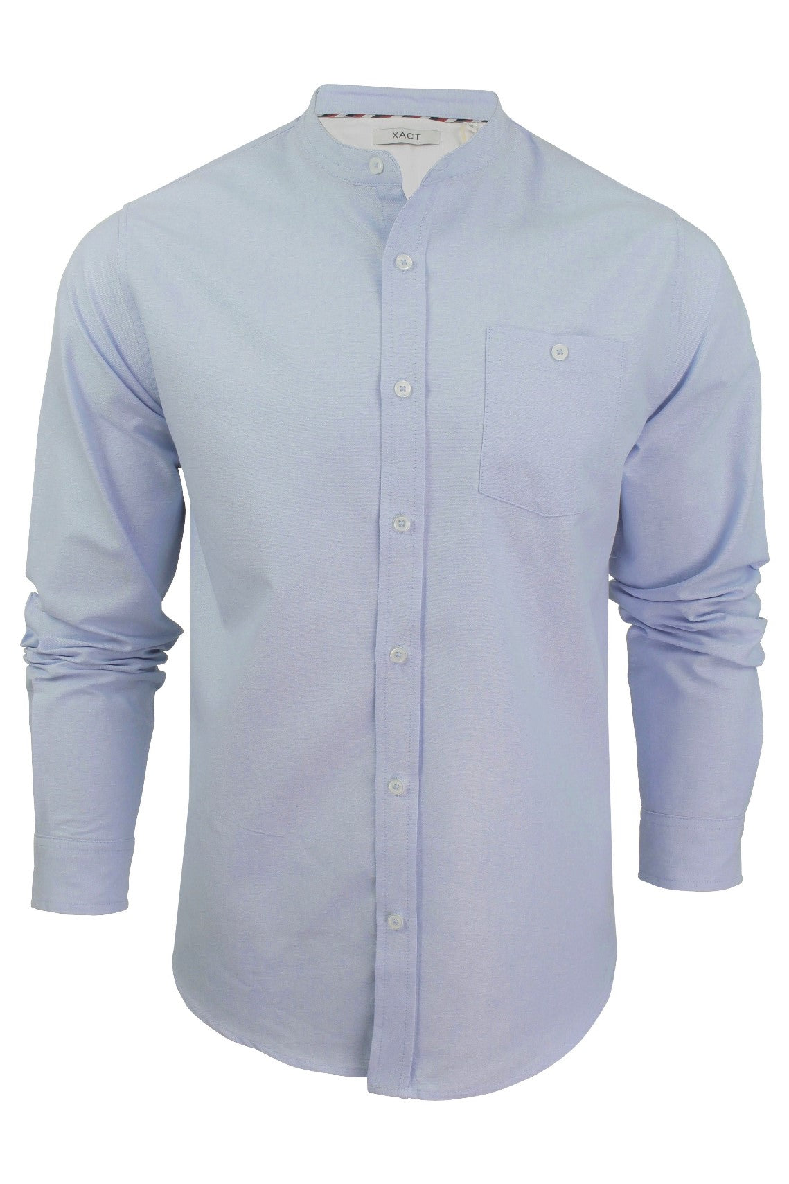 Xact Mens Grandad Collar Nehru Oxford Shirt - Long Sleeved-Main Image