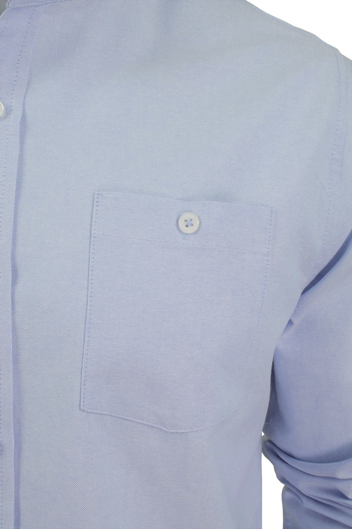 Xact Mens Grandad Collar Nehru Oxford Shirt - Long Sleeved-2