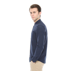 Xact Mens Grandad Collar Nehru Oxford Shirt 'Gustus' Long Sleeved - Slim Fit-2