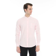 Xact Mens Grandad Collar Nehru Oxford Shirt 'Gustus' Long Sleeved - Slim Fit-Main Image