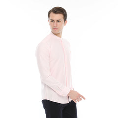 Xact Mens Grandad Collar Nehru Oxford Shirt 'Gustus' Long Sleeved - Slim Fit-3