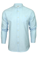 Xact Mens Grandad Collar Nehru Oxford Shirt 'Gustus' Long Sleeved - Slim Fit-Main Image