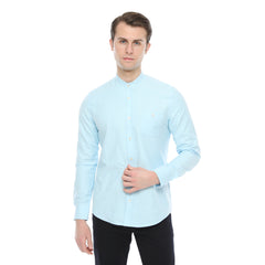 Xact Mens Grandad Collar Nehru Oxford Shirt 'Gustus' Long Sleeved - Slim Fit-4