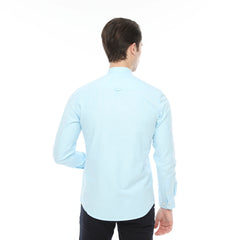 Xact Mens Grandad Collar Nehru Oxford Shirt 'Gustus' Long Sleeved - Slim Fit-4