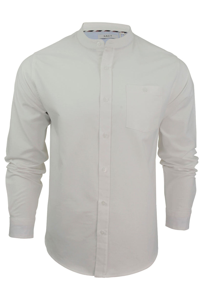Xact Mens Grandad Collar Nehru Oxford Shirt - Long Sleeved-Main Image