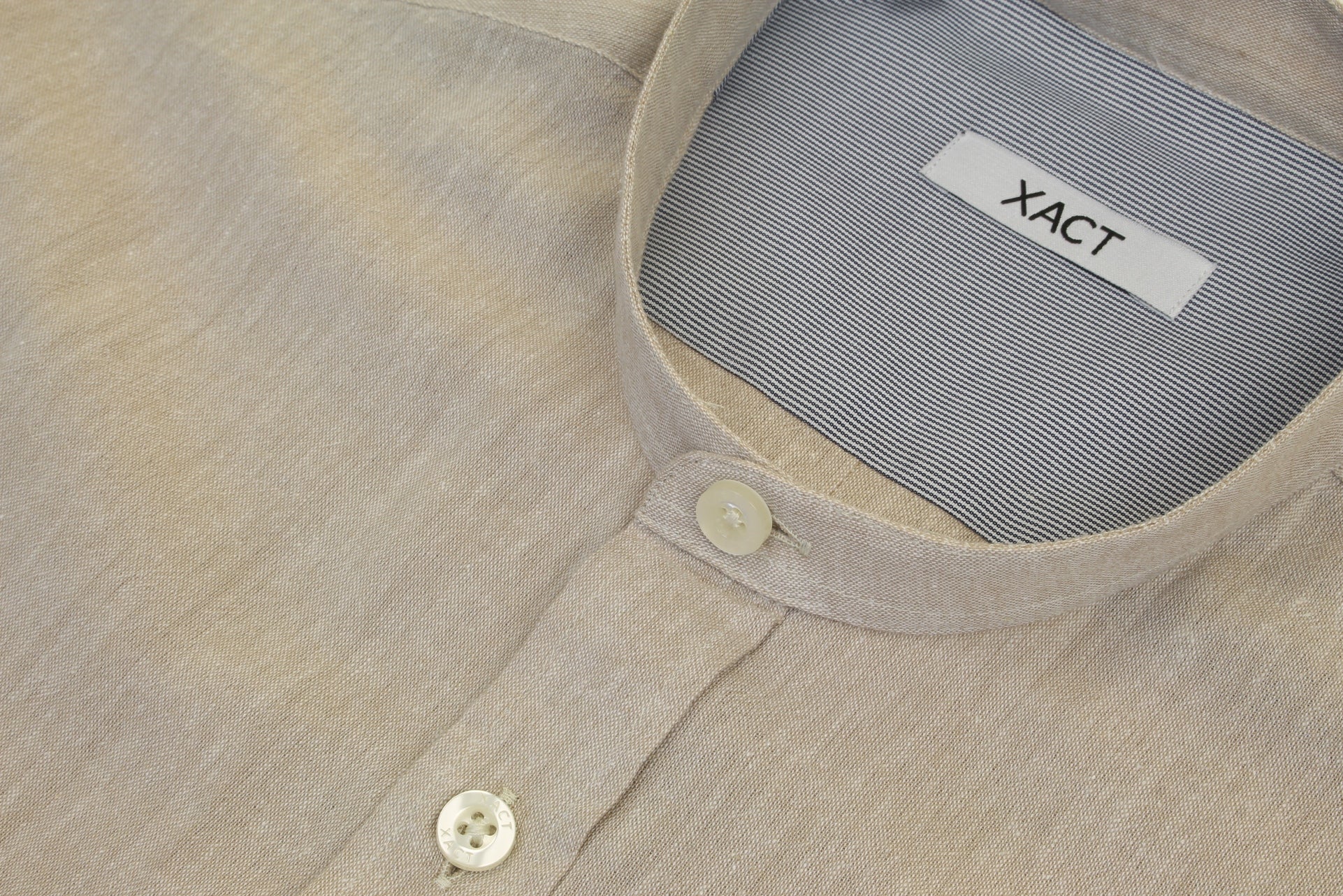 Xact Long Sleeved Linen Grandad Nehru Shirt-4