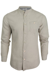 Xact Long Sleeved Linen Grandad Nehru Shirt-Main Image