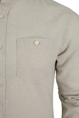 Xact Long Sleeved Linen Grandad Nehru Shirt-2