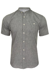 Xact Mens Short Sleeved Linen Mix Grandad Nehru Shirt-Main Image