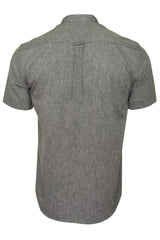 Xact Mens Short Sleeved Linen Mix Grandad Nehru Shirt-3