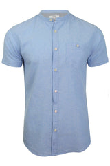 Xact Mens Short Sleeved Linen Mix Grandad Nehru Shirt-Main Image