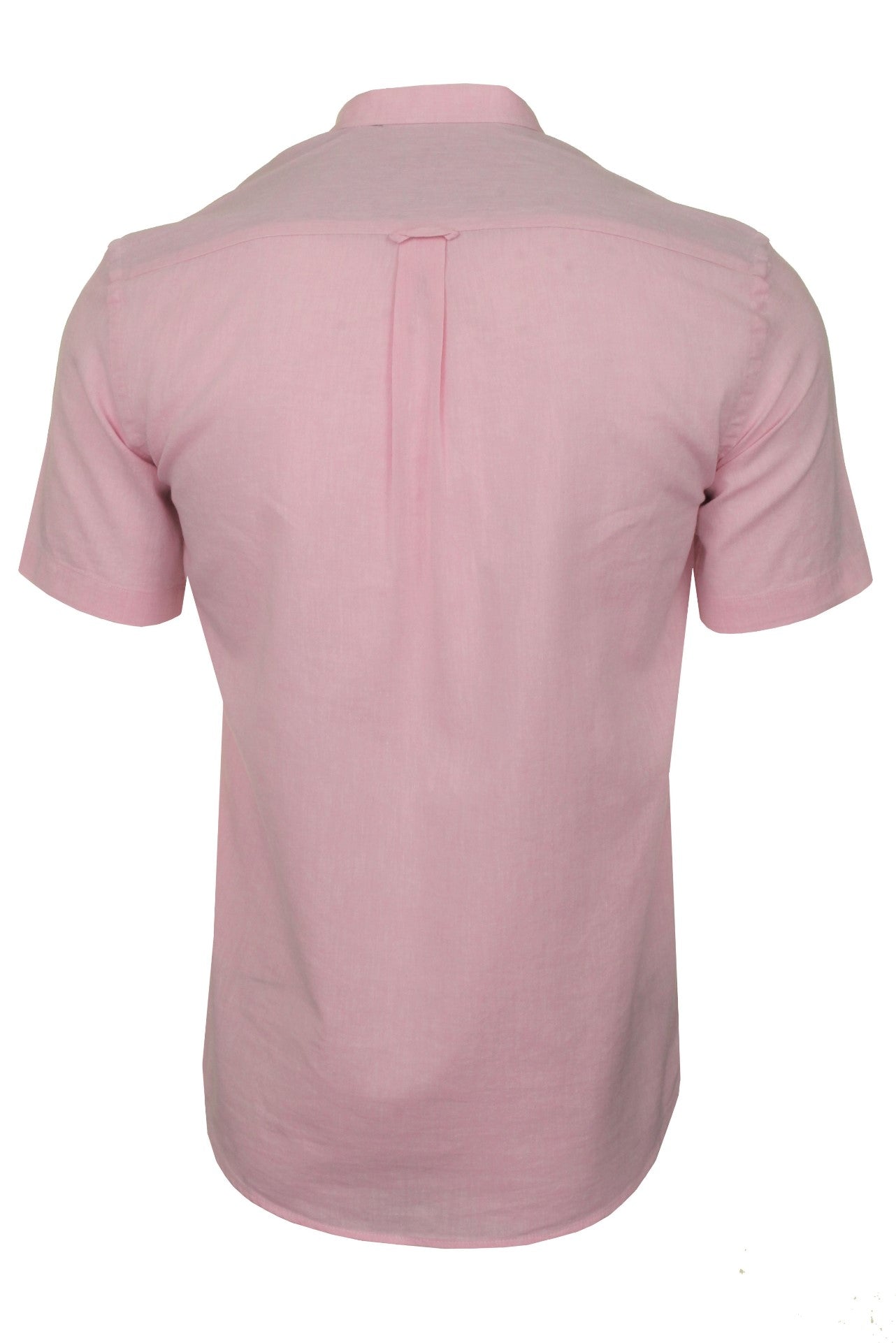 Xact Mens Short Sleeved Linen Mix Grandad Nehru Shirt-3