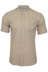 Xact Mens Short Sleeved Linen Mix Grandad Nehru Shirt-Main Image