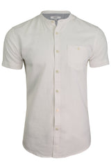 Xact Mens Short Sleeved Linen Mix Grandad Nehru Shirt-Main Image