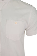 Xact Mens Short Sleeved Linen Mix Grandad Nehru Shirt-2