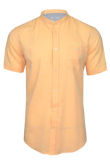 Xact Mens Short Sleeved Linen Mix Grandad Nehru Shirt-Main Image
