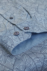Xact Men's Floral Leaf Print Shirt Long Sleeved, Slim Fit-4