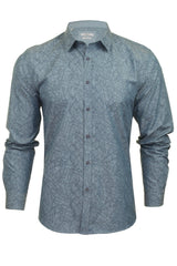 Xact Men's Floral Leaf Print Shirt Long Sleeved, Slim Fit-Main Image