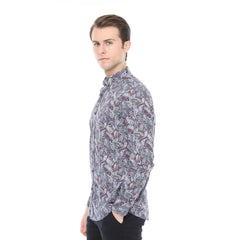 Xact Mens Long Sleeved Paisley Shirt - Slim Fit-3