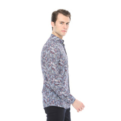 Xact Men's Long Sleeved Paisley Print Shirt, Slim Fit - Mod Retro Partywear, Smart Casual Fashion-4