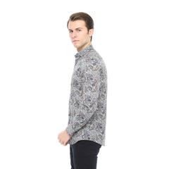 Xact Men's Long Sleeved Paisley Print Shirt, Slim Fit - Mod Retro Partywear, Smart Casual Fashion-3