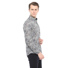 Xact Mens Long Sleeved Paisley Shirt - Slim Fit-4