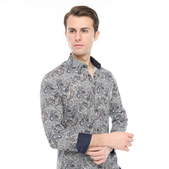 Xact Mens Long Sleeved Paisley Shirt - Slim Fit