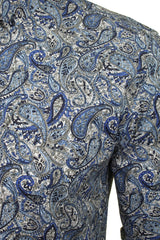 Xact Men's Long Sleeved Paisley Print Shirt, Slim Fit - Mod Retro Partywear, Smart Casual Fashion-2