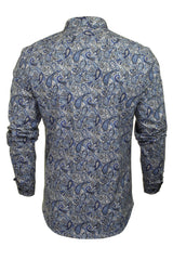 Xact Men's Long Sleeved Paisley Print Shirt, Slim Fit - Mod Retro Partywear, Smart Casual Fashion-3