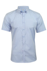 Xact Mens Gingham Check Shirt - Slim Fit - Short Sleeved-Main Image