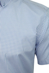 Xact Mens Gingham Check Shirt - Slim Fit - Short Sleeved-2