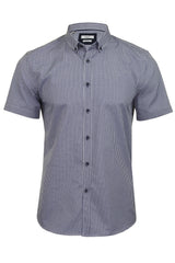 Xact Mens Gingham Check Shirt - Slim Fit - Short Sleeved-Main Image