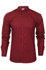 Xact Mens Grandad Nehru Collar Plain Poplin Shirt, Long Sleeved, Slim Fit-Main Image