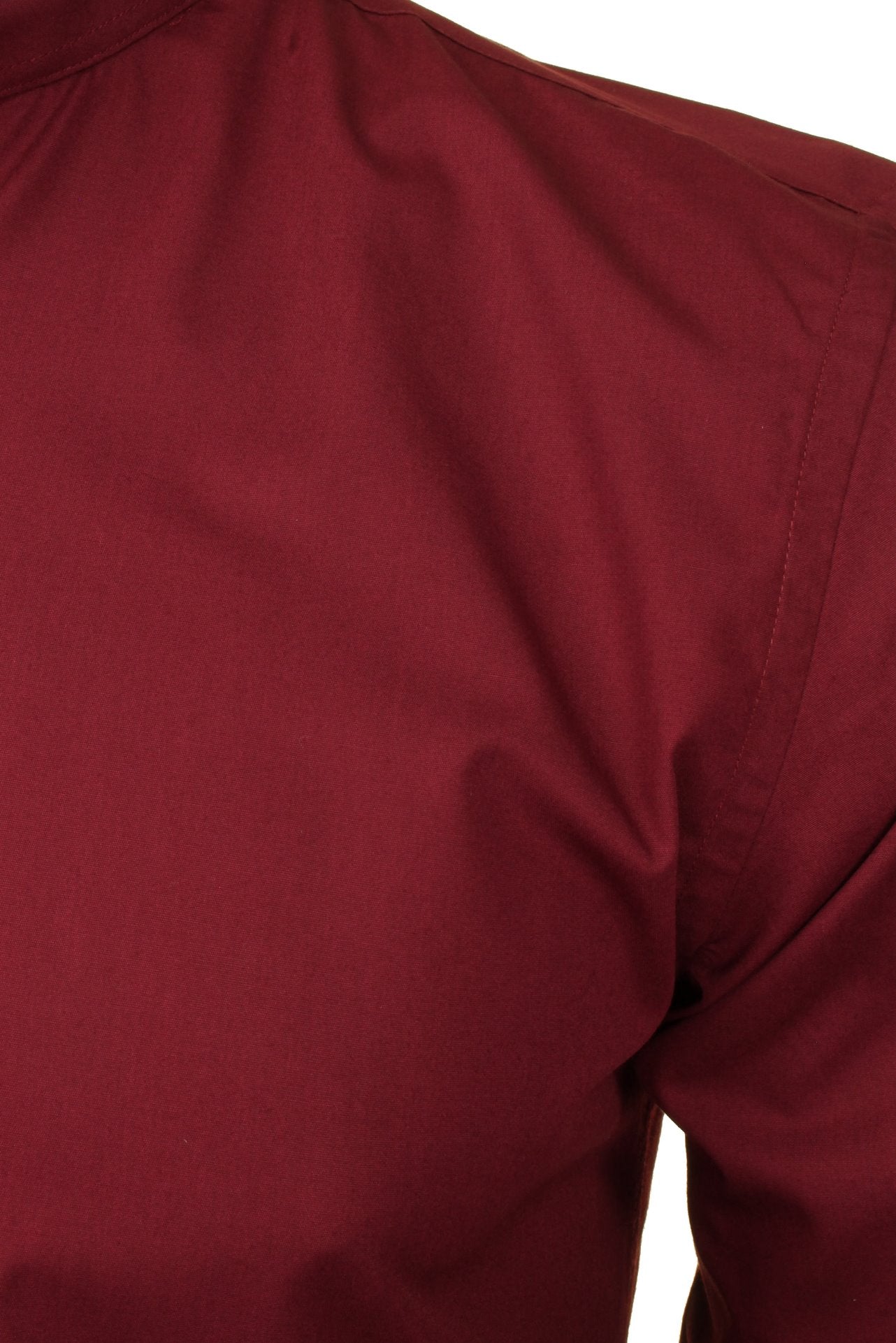 Xact Mens Grandad Collar Poplin Shirt - Long Sleeved Nehru  - Slim Fit-2