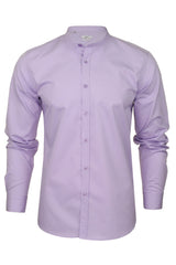 Xact Mens Grandad Collar Poplin Shirt - Long Sleeved Nehru  - Slim Fit-Main Image