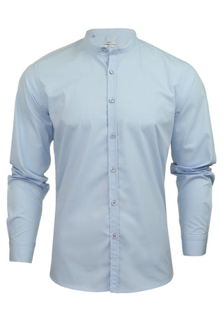 Xact Mens Grandad Nehru Collar Poplin Shirt - Long Sleeved, Slim Fit-Main Image