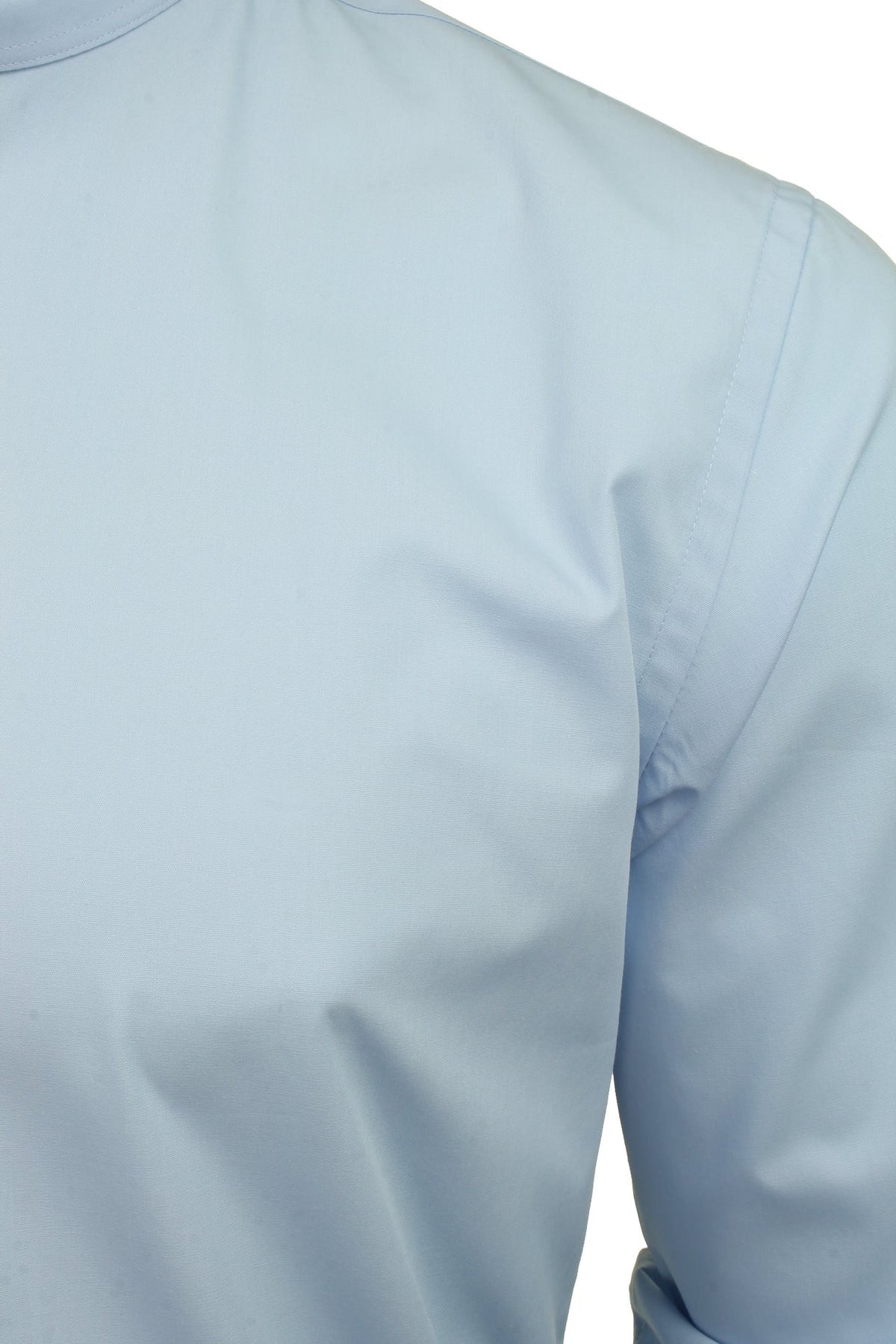 Xact Mens Grandad Nehru Collar Plain Poplin Shirt, Long Sleeved, Slim Fit-2