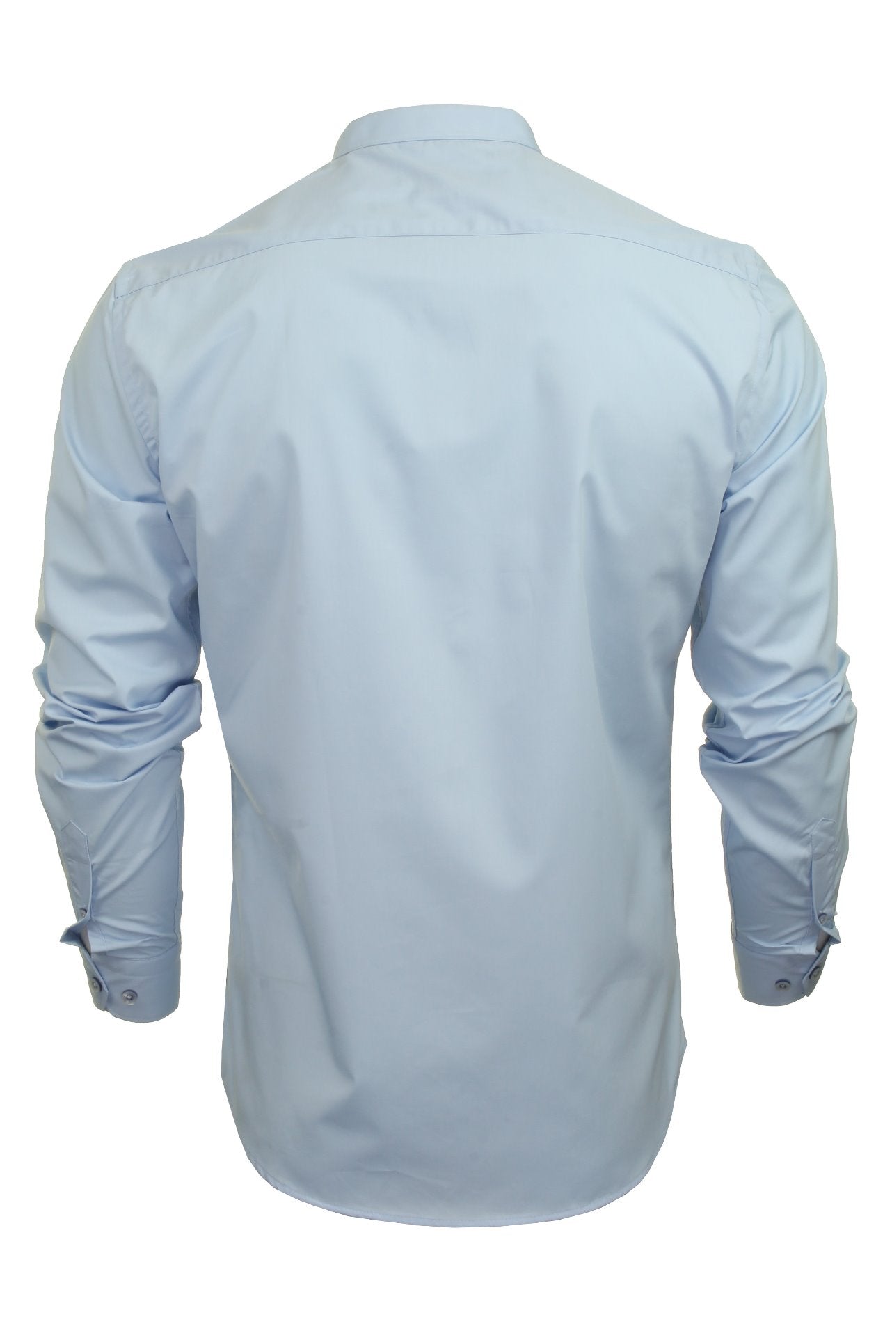 Xact Mens Grandad Collar Poplin Shirt - Long Sleeved Nehru  - Slim Fit-3