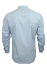 Xact Mens Grandad Nehru Collar Plain Poplin Shirt, Long Sleeved, Slim Fit-3