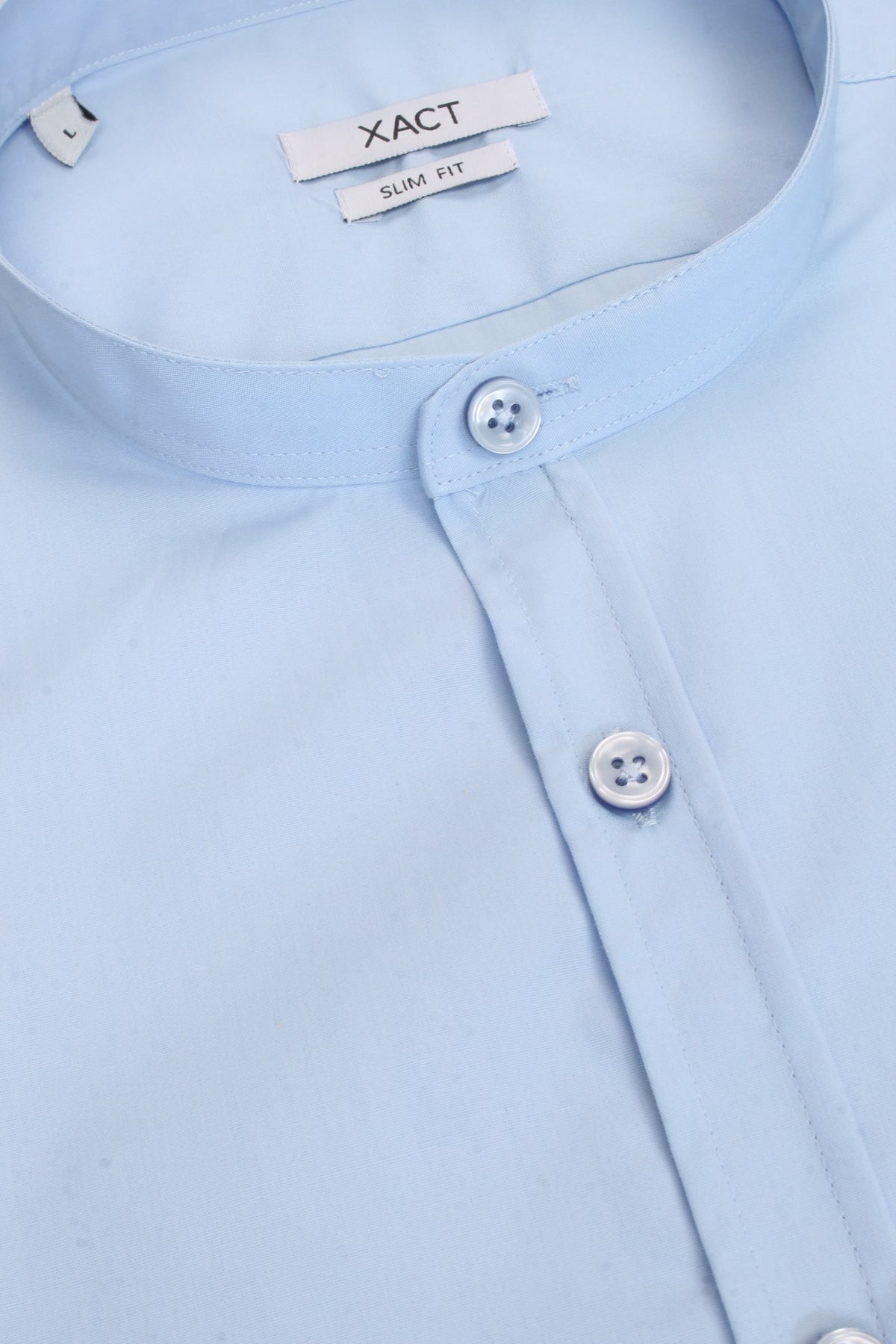 Xact Mens Grandad Nehru Collar Plain Poplin Shirt, Long Sleeved, Slim Fit-4
