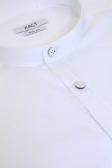 Xact Mens Grandad Collar Poplin Shirt Nehru - Short Sleeved - Slim Fit-4
