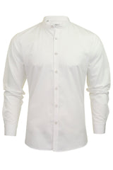 Xact Mens Grandad Nehru Collar Plain Poplin Shirt, Long Sleeved, Slim Fit-Main Image