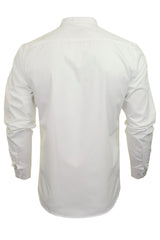 Xact Mens Grandad Nehru Collar Plain Poplin Shirt, Long Sleeved, Slim Fit-3