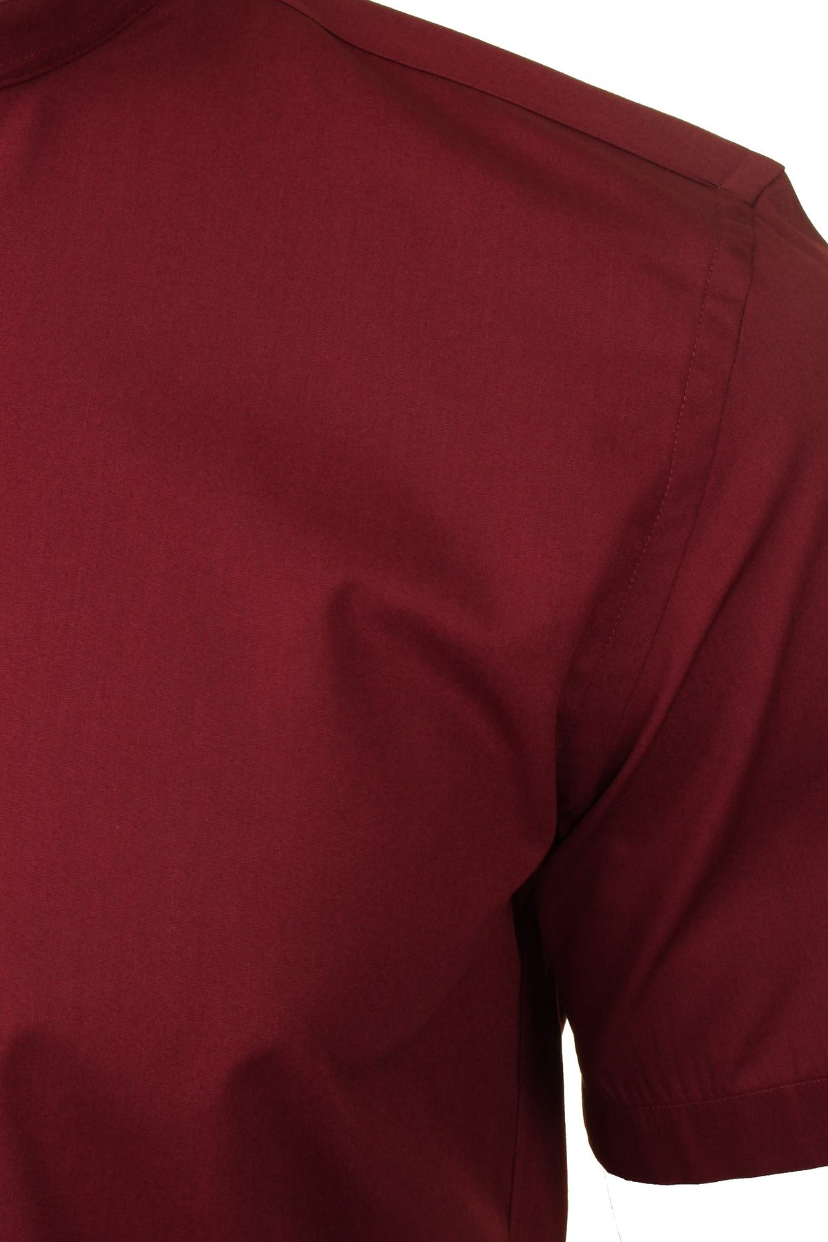Xact Mens Grandad Nehru Collar Plain Poplin Shirt, Short Sleeved, Slim Fit-2