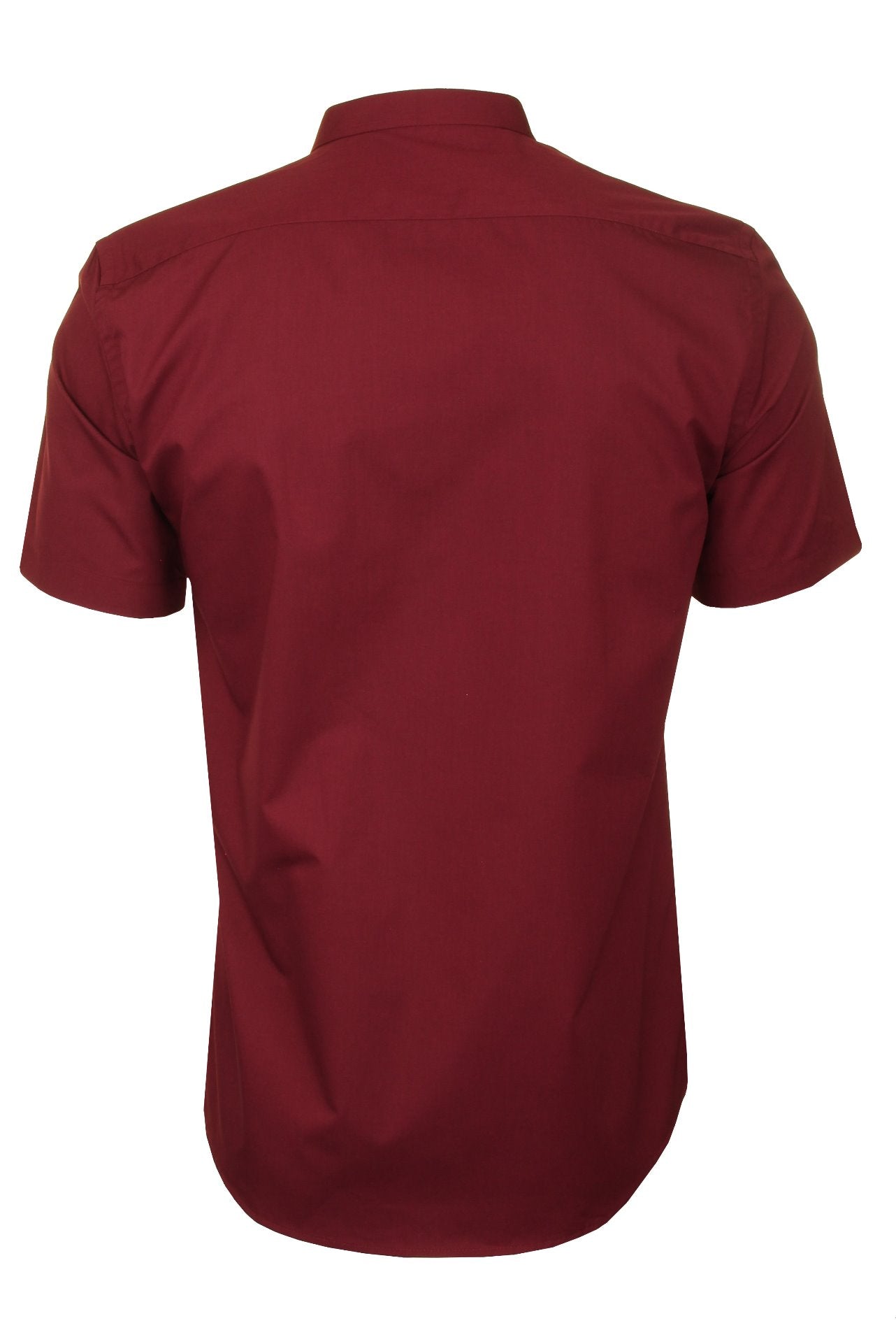 Xact Mens Grandad Collar Poplin Shirt Nehru - Short Sleeved - Slim Fit-3