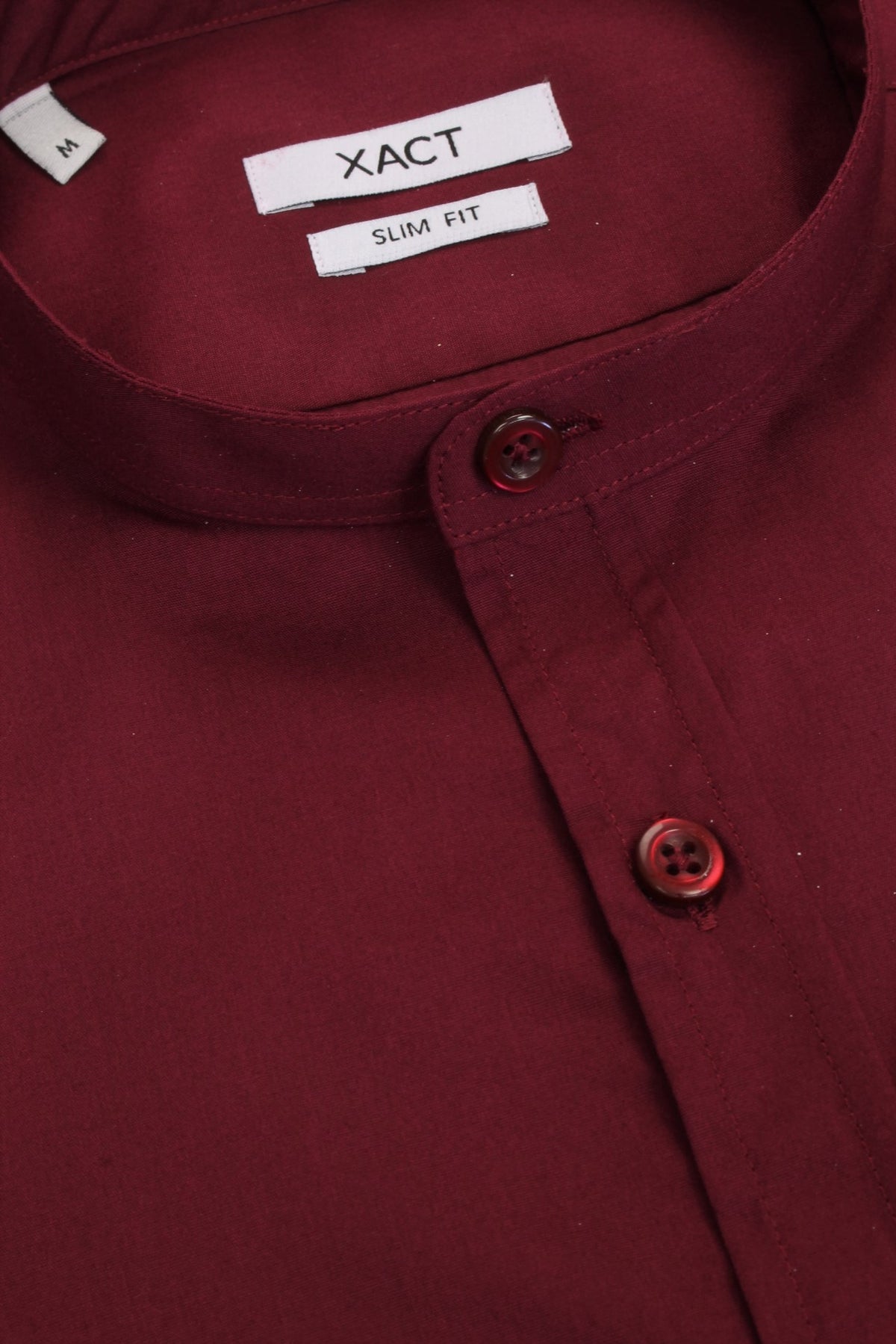 Xact Mens Grandad Nehru Collar Plain Poplin Shirt, Short Sleeved, Slim Fit-4