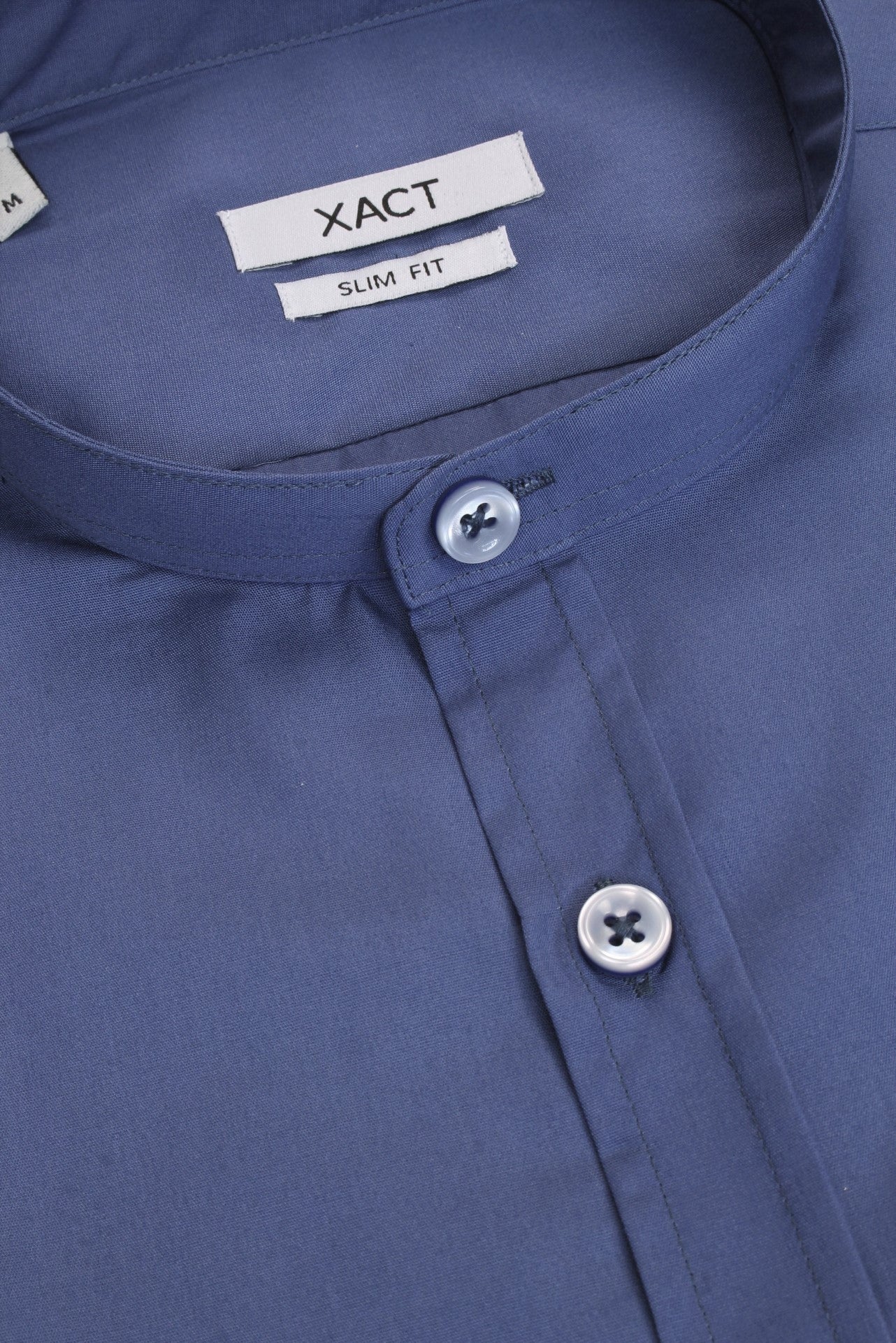 Xact Mens Grandad Nehru Collar Poplin Shirt - Long Sleeved, Slim Fit-4